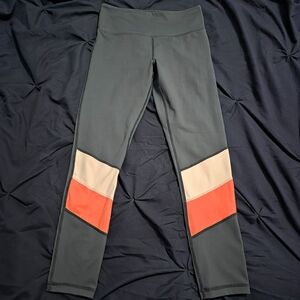 Zyia Colorblock Leggings with Orange and Cream Accents